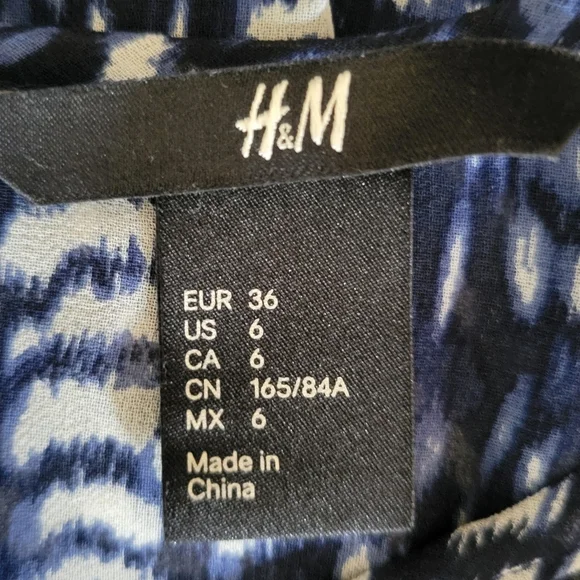 H&M // ultra-glam blue & white feathered print semi-sheer long maxi dress - Picture 13 of 15